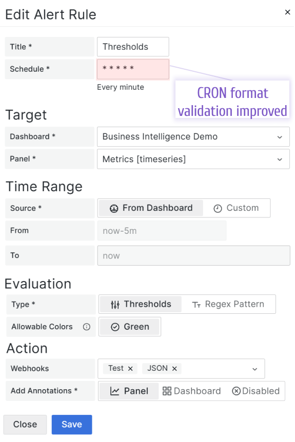 Instant validation for CRON scheduling.