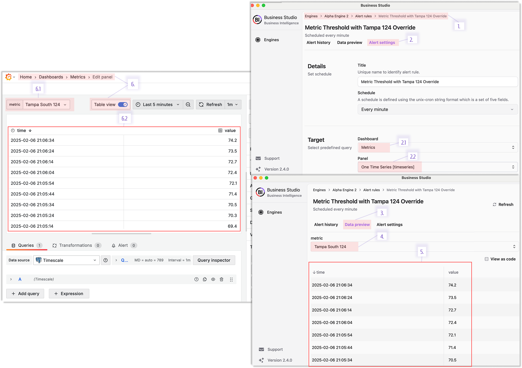 Preview Grafana data frames directly in Business Studio.