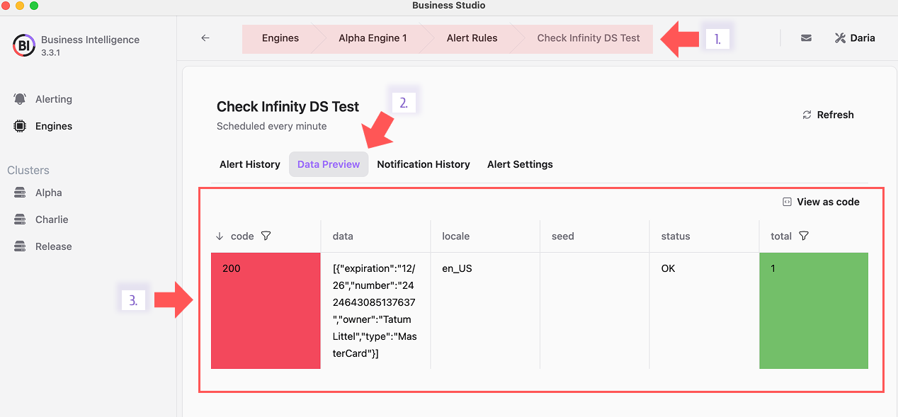 Data Preview Feature displaying a snapshot of the latest data directly on the Alert Settings page.