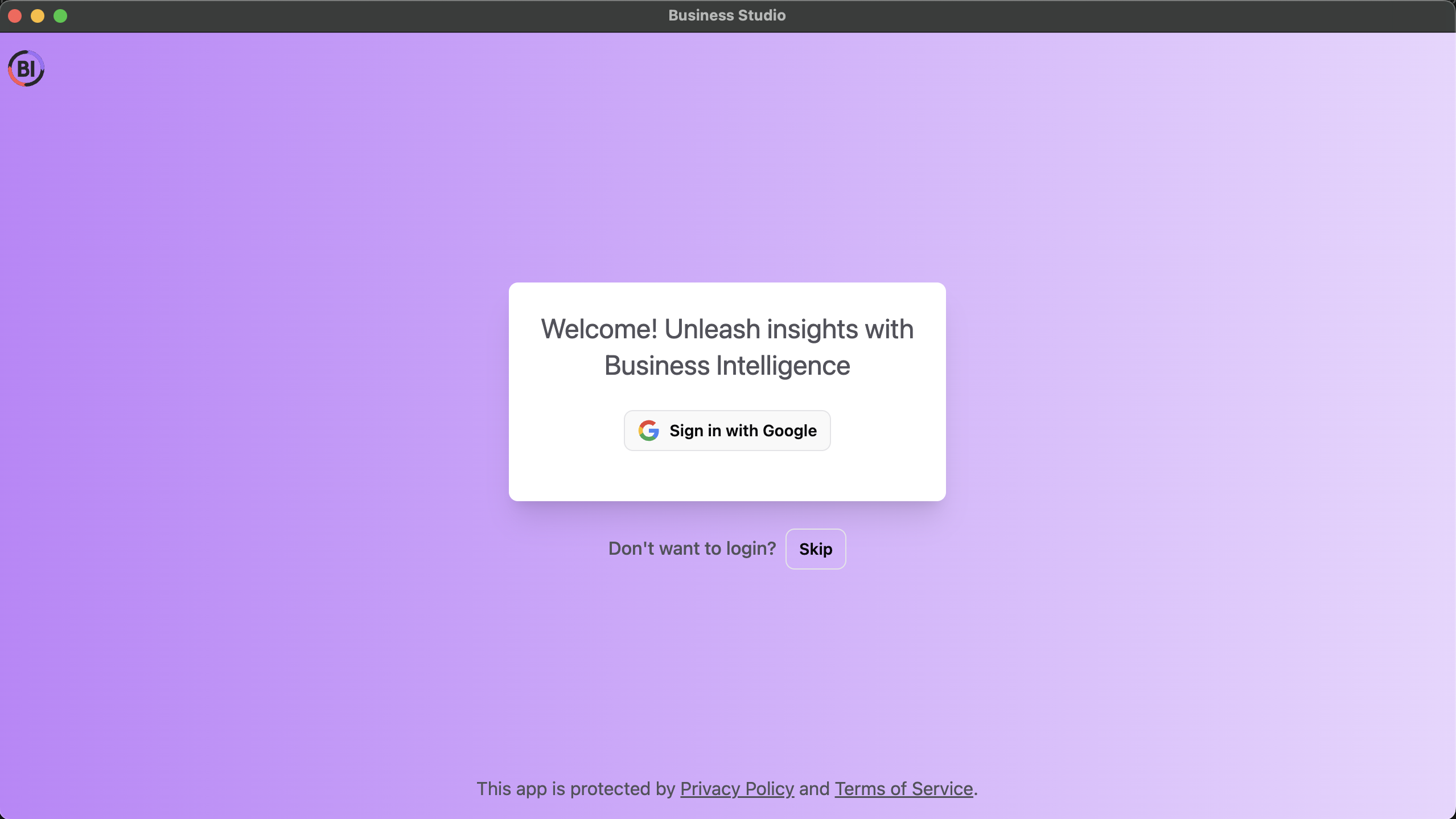 Welcome screen with Google Firebase Authentication for access to shared engines within an organization.