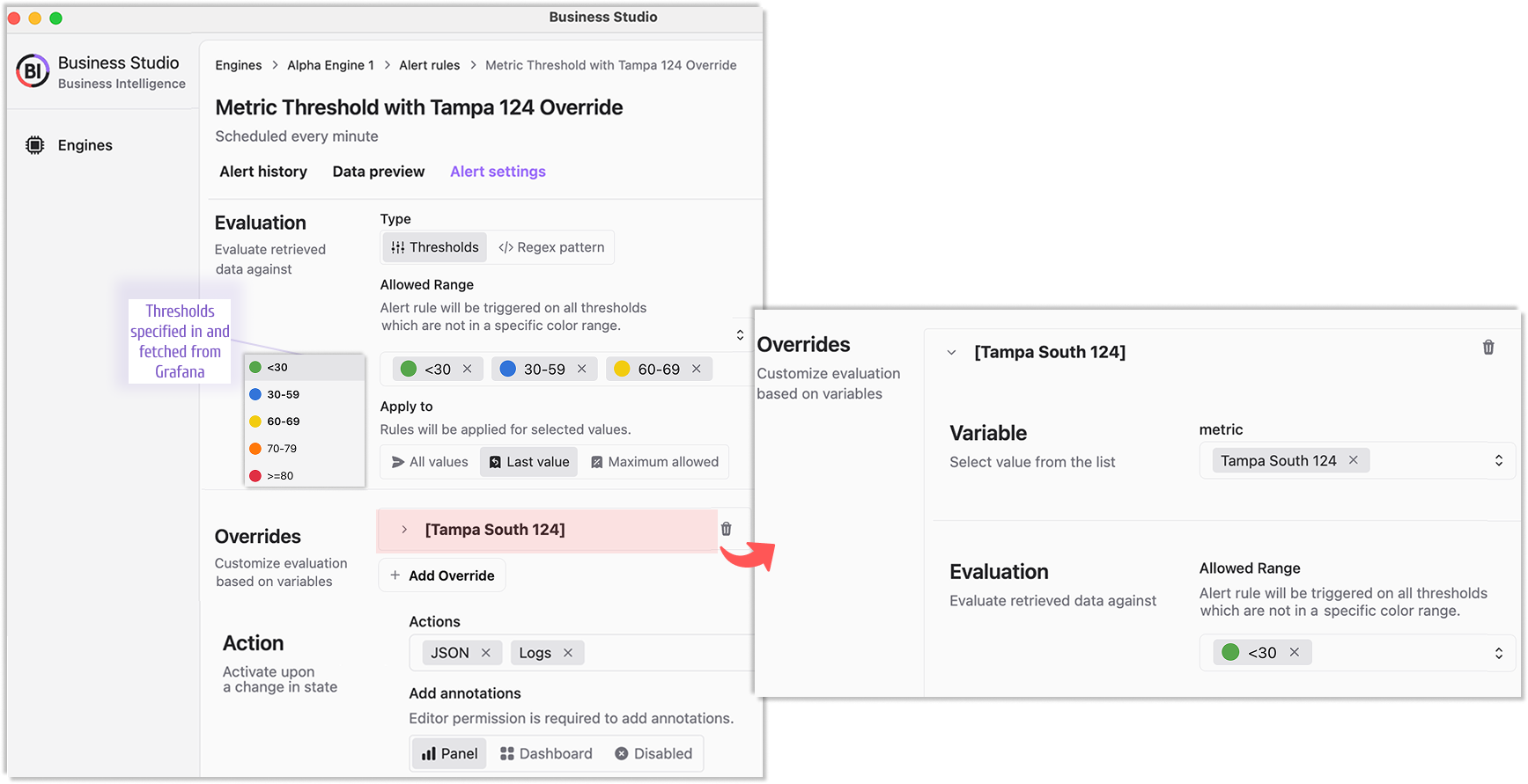 Business Studio alert rule configuration, part2.