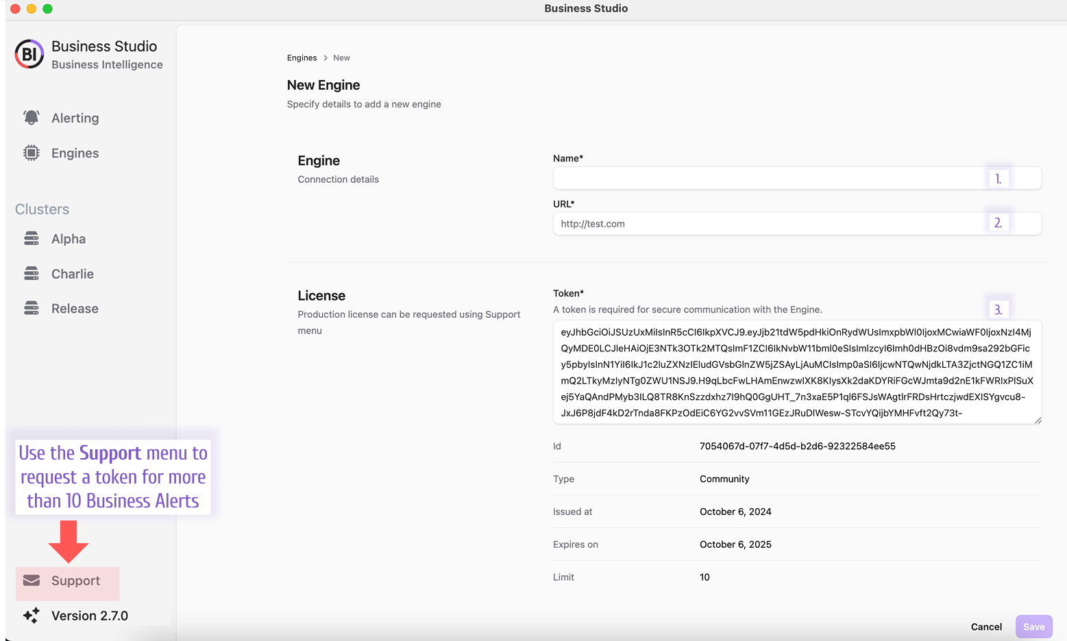 New business engine configuration